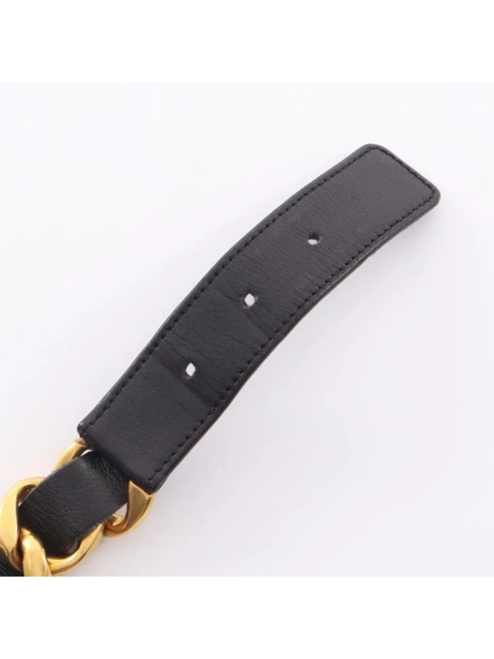 Chanel Belt Logo Chain Gold Leather Necklace